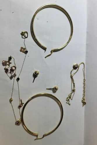 wyrób jubilerski używany -  łańcuszek kolczyki bransoletka pr.585